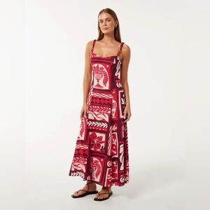 Simona Square-Neck Linen Midi Dress